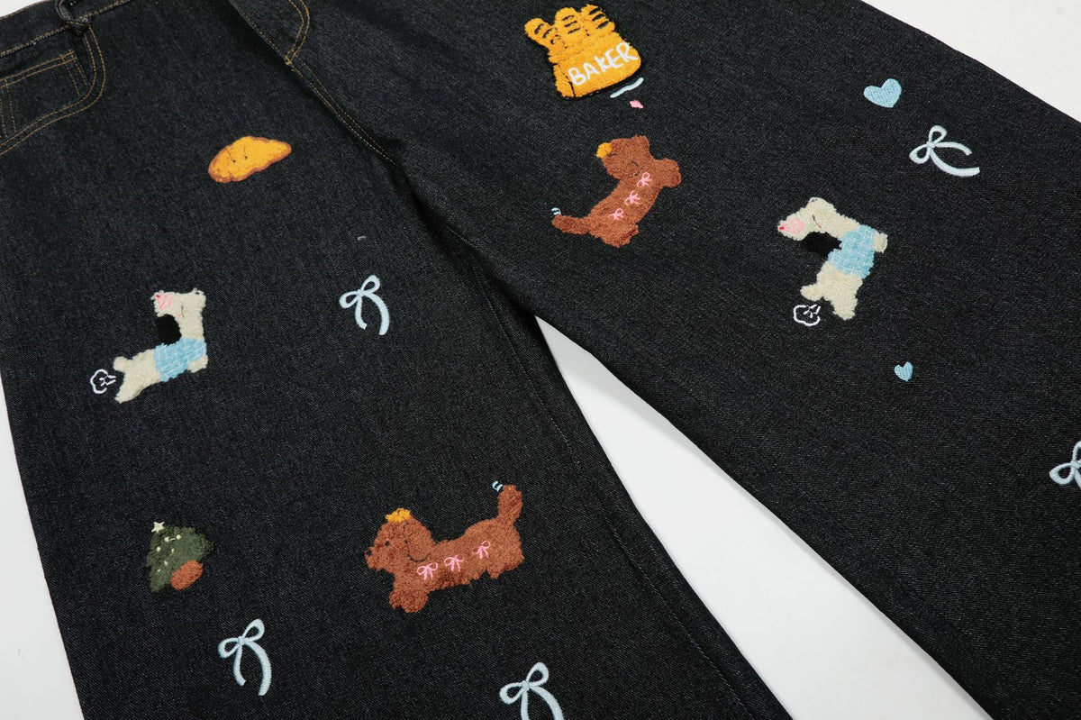 復古簡約水洗牛仔褲