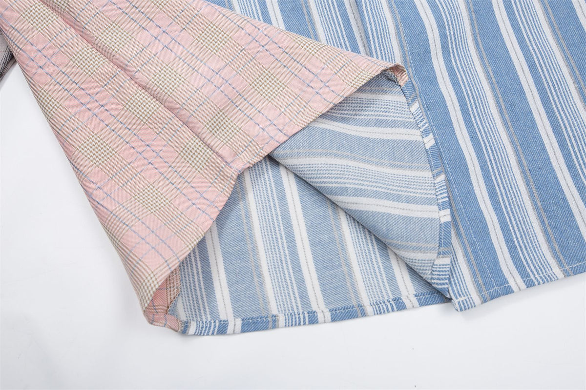 撞色卡通情侶襯衫