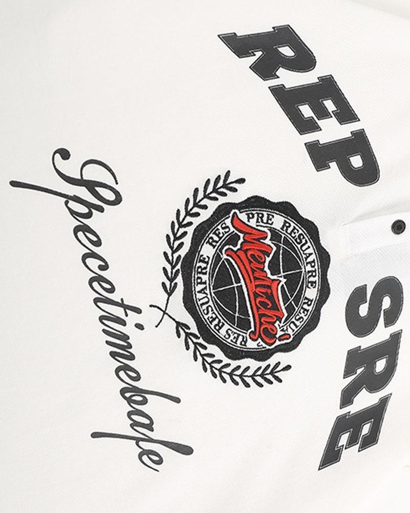 아메리칸 레트로 힙합 자수 문자 반팔