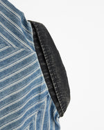 Washed striped short-sleeved shirt