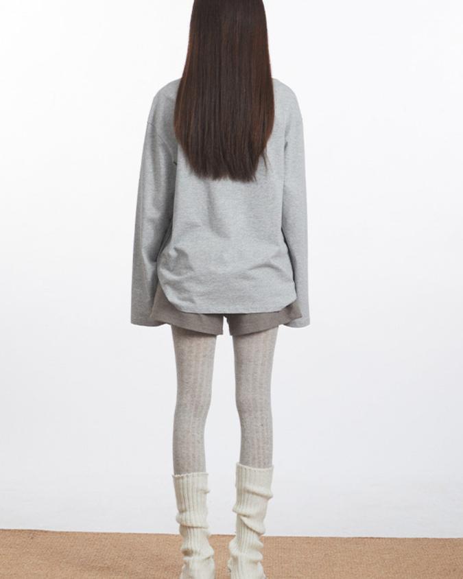 Retro casual cat crew neck top