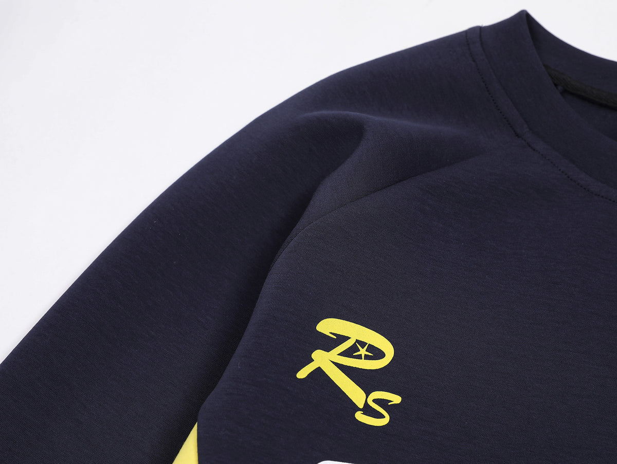 Retro color block crew neck sweatshirt