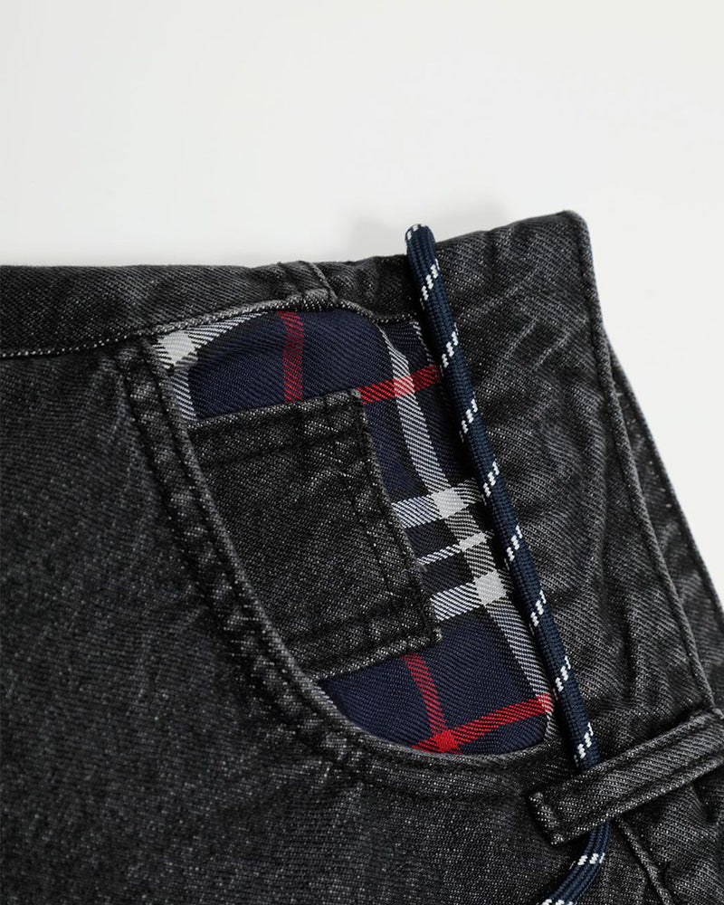 Retro patchwork denim trousers