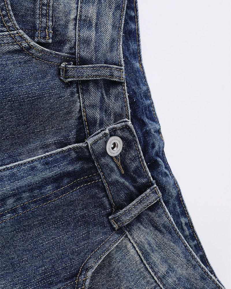 Vintage washed denim shorts