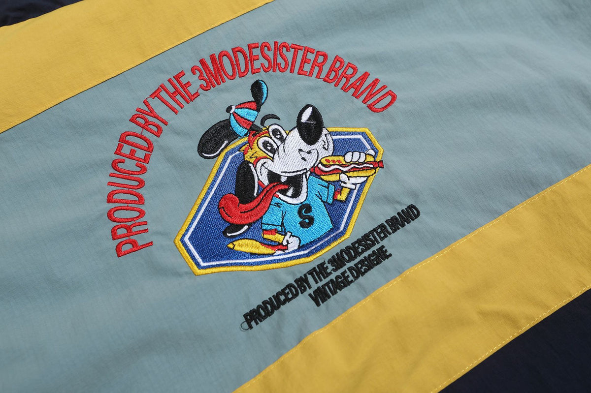 Contrast color patchwork stand collar reversible jacket