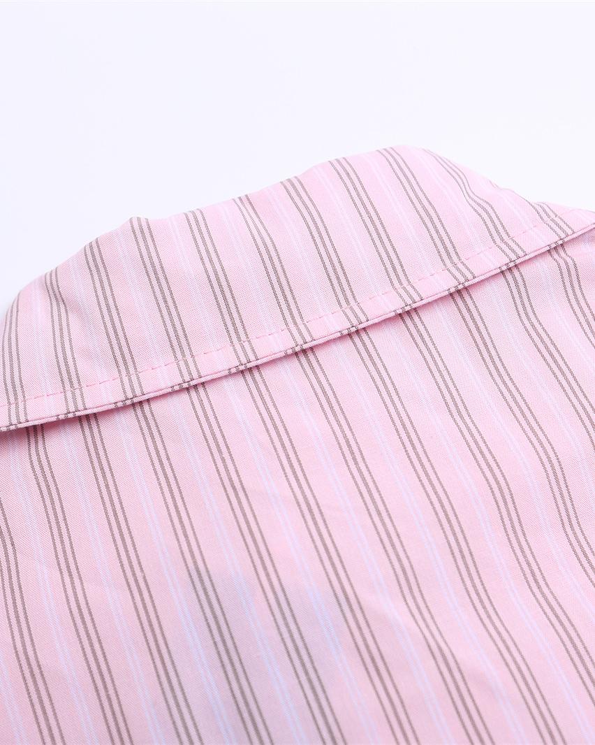 Vintage Striped Short Sleeve Shirt with Tie