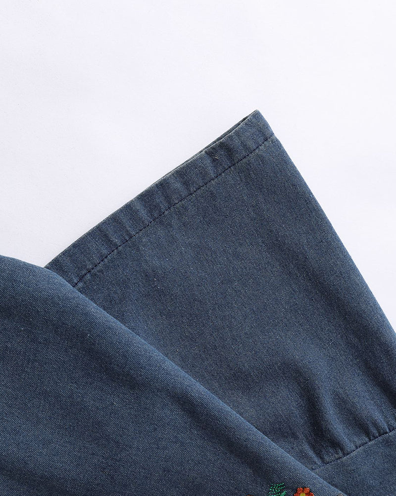 Retro contrast short-sleeved shirt