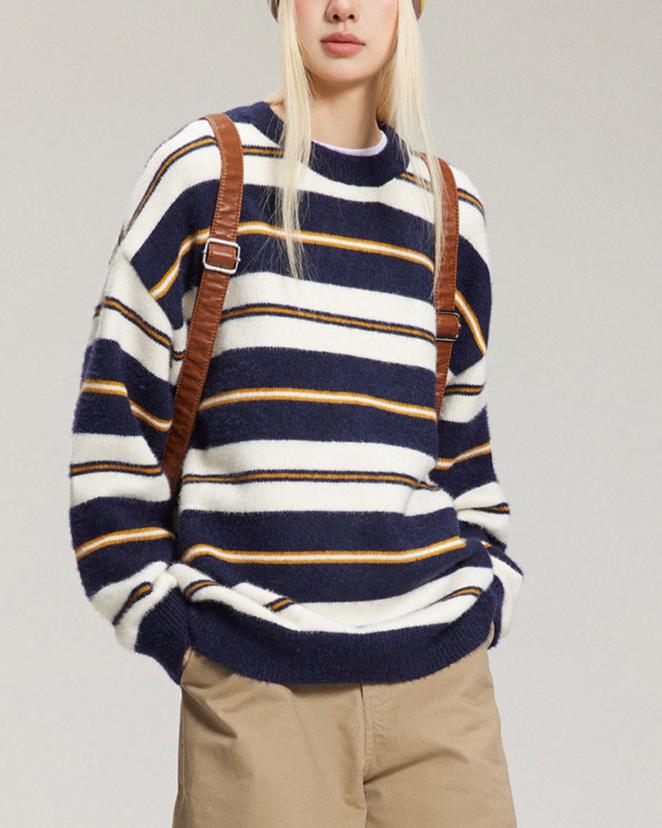 簡約條紋情侶毛衣