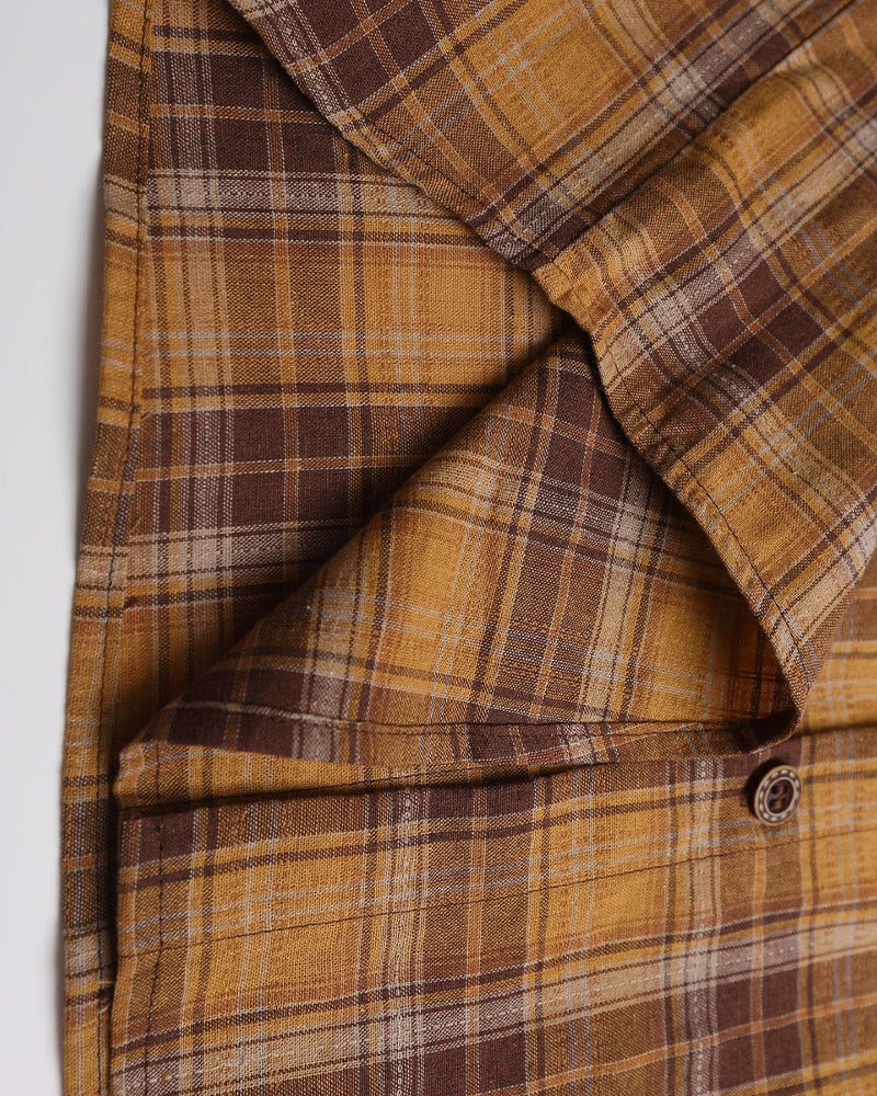 Retro contrast plaid long sleeve shirt