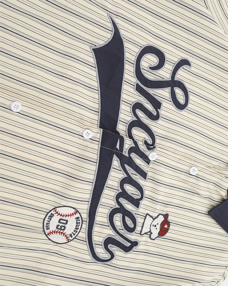 레트로 세로줄무늬 반팔셔츠