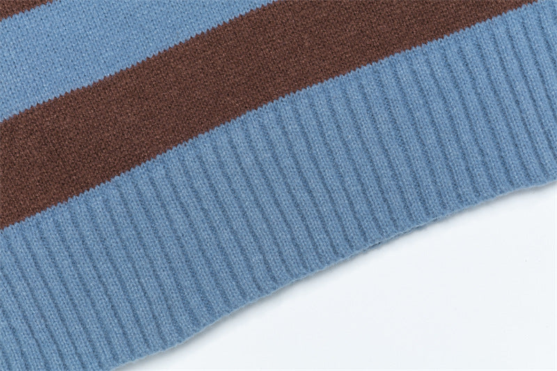 Retro yellow versatile striped sweater