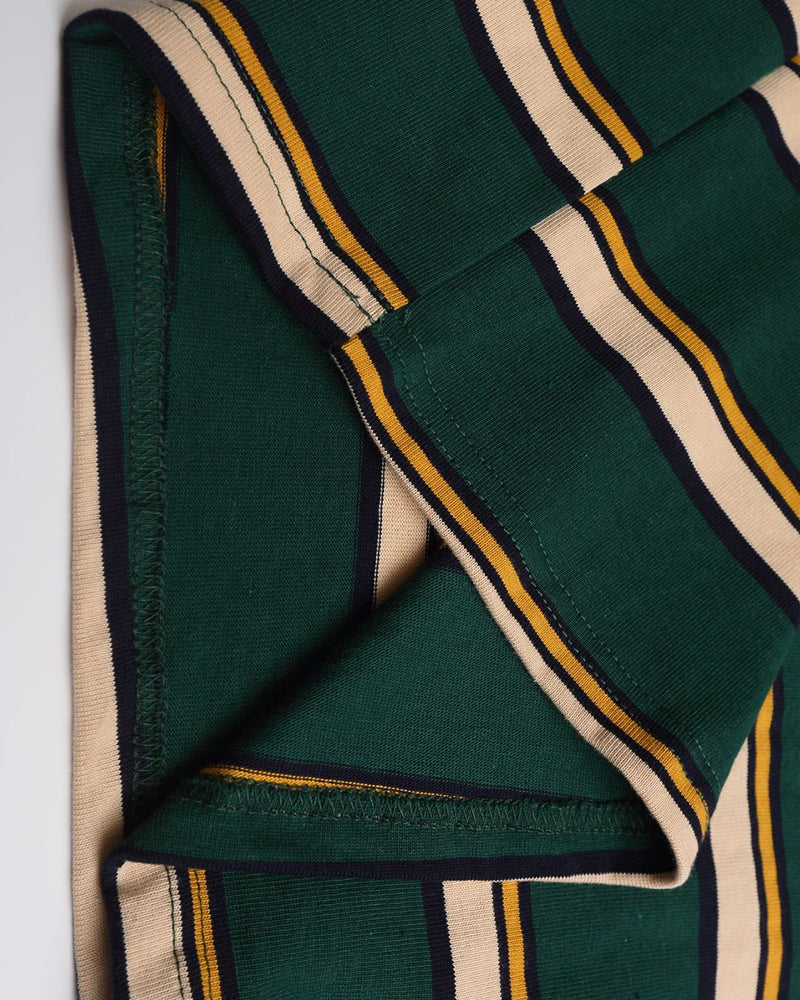 Contrast stripe embroidered polo long sleeves