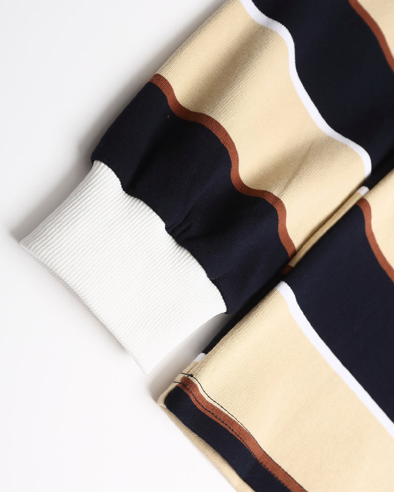 條紋撞色翻領衛衣