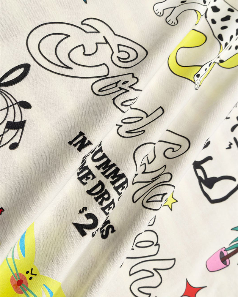 Retro contrast color cute kitten short sleeves