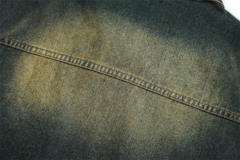 Retro workwear contrast denim vest