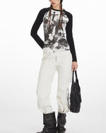 Women's Retro Print Raglan Sleeve Top