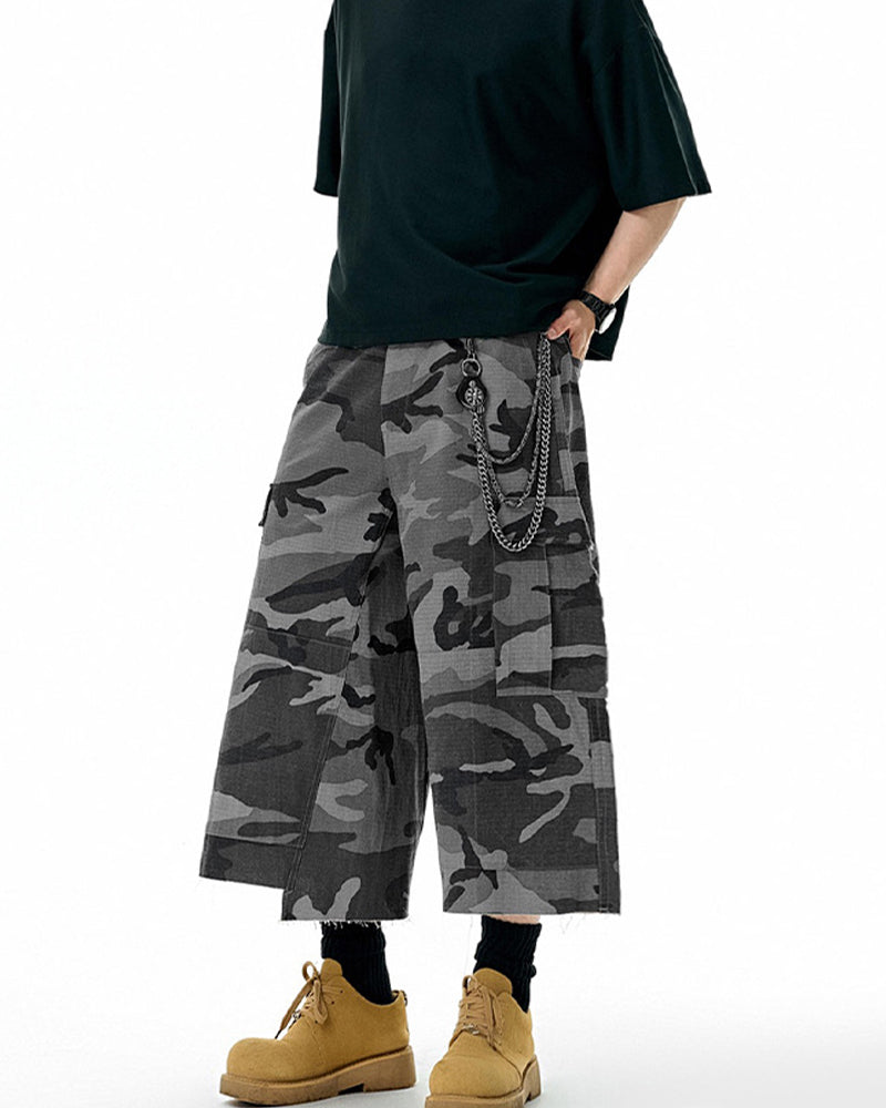 迷彩工裝七分褲