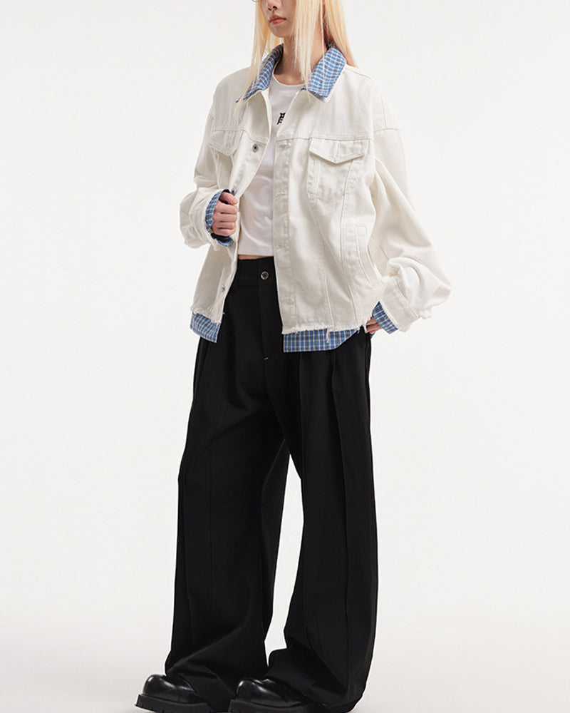 Retro plaid patchwork jacket