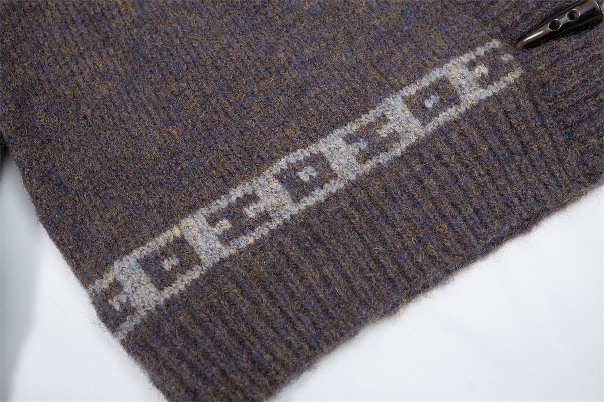 vintage horn button hooded cardigan