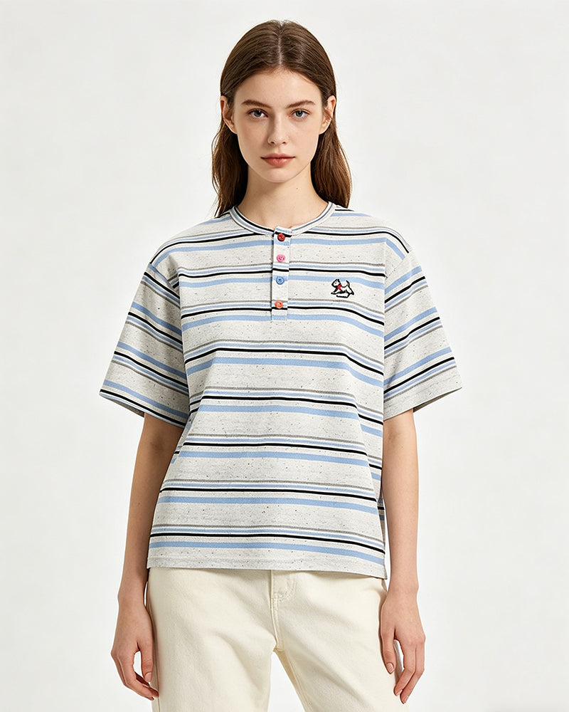 Retro striped short-sleeved shirt