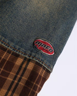 Lettering patchwork cropped trousers