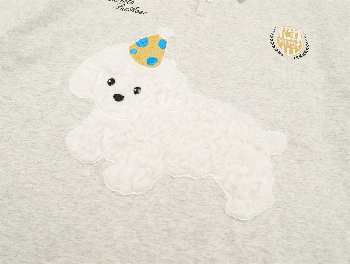 레트로 콘트라스트 패치 플러시 반팔