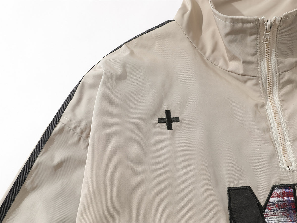 Retro embroidered stand collar jacket