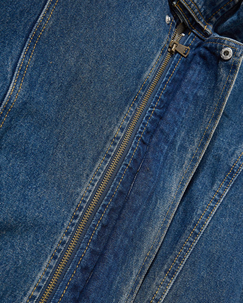 Washed stand-up collar denim jacket