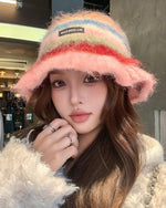 復古彩虹條紋百搭帽