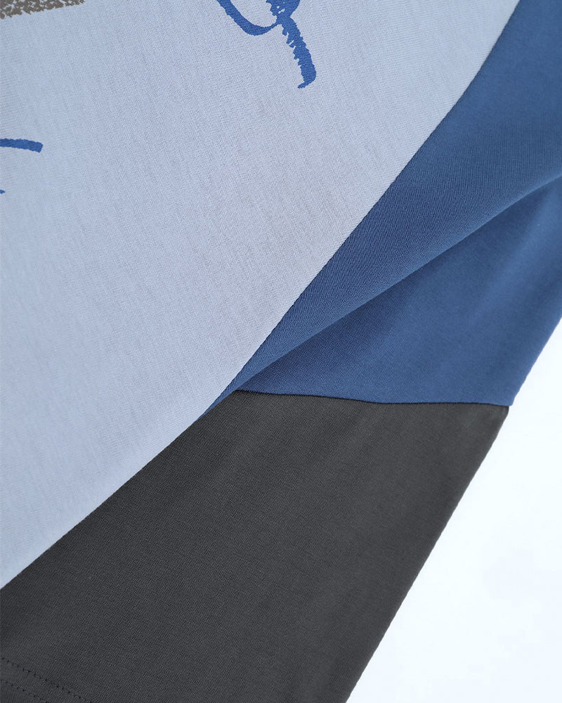 레트로 대비 컬러 커플 반팔