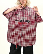 Gradient plaid short-sleeved shirt