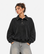 Distressed collar sweatshirt