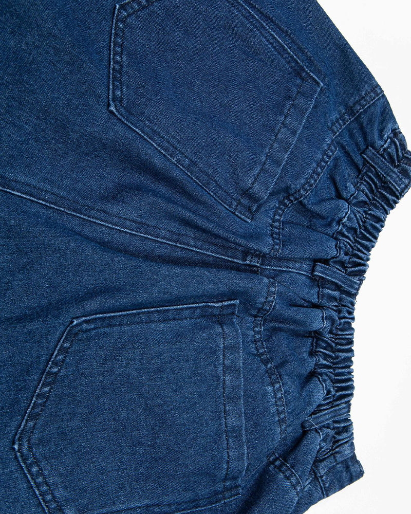 Cartoon embroidered denim shorts