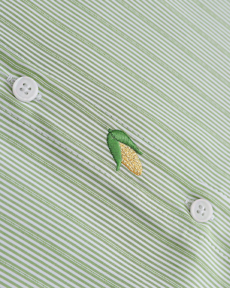 embroidered striped short-sleeved shirt