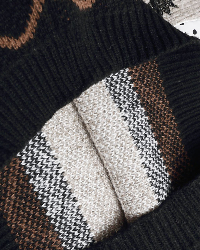 小狗刺綉撞色毛衣