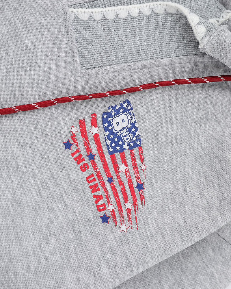 復古印花連帽衛衣