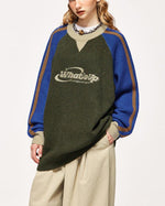 復古撞色拼接毛衣