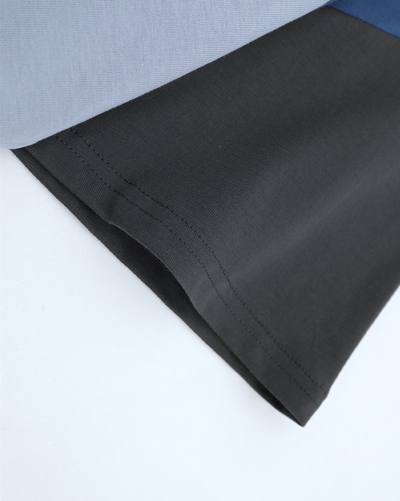 레트로 대비 컬러 커플 반팔