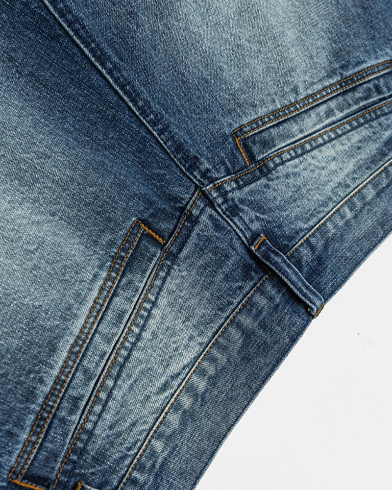 潑墨破洞牛仔褲