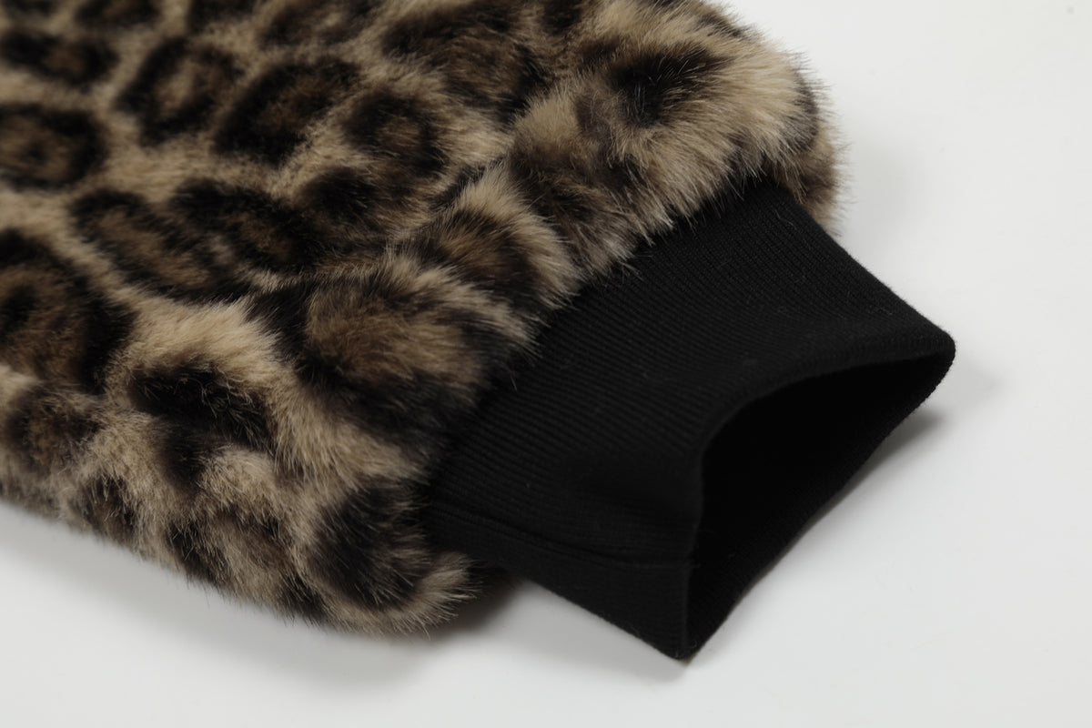 Vintage leopard print cotton hooded jacket