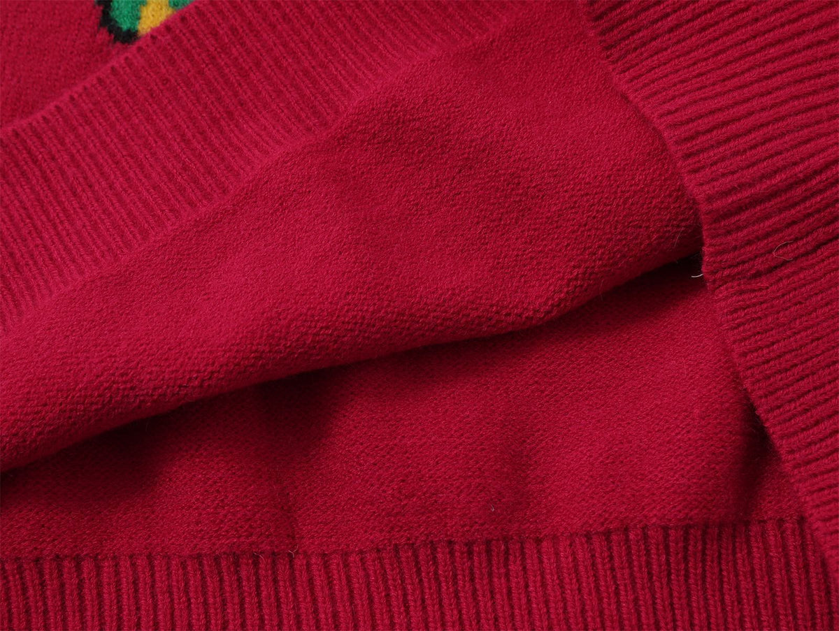 可愛蛇年紅色毛衣