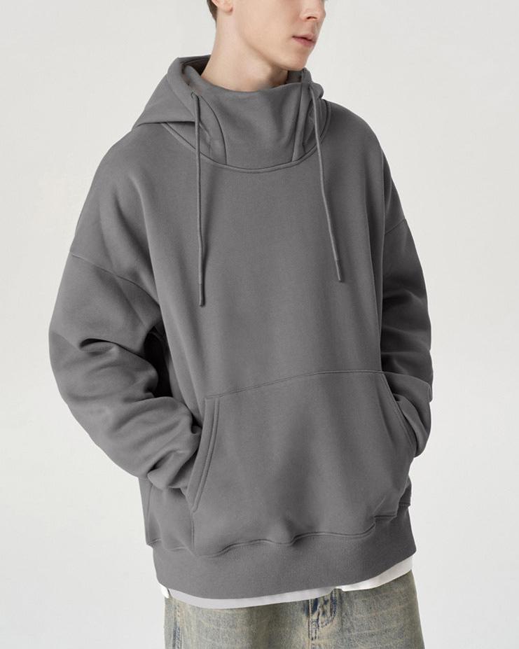 Retro half turtleneck hooded sweatshirt