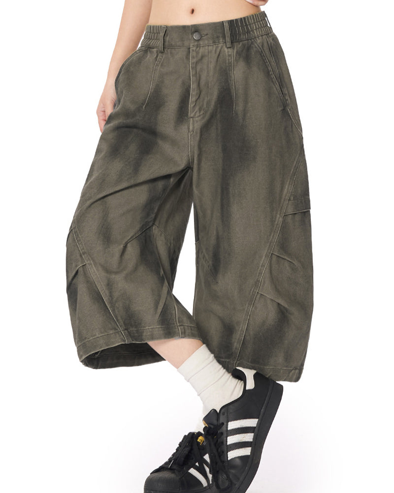 做舊工裝七分褲