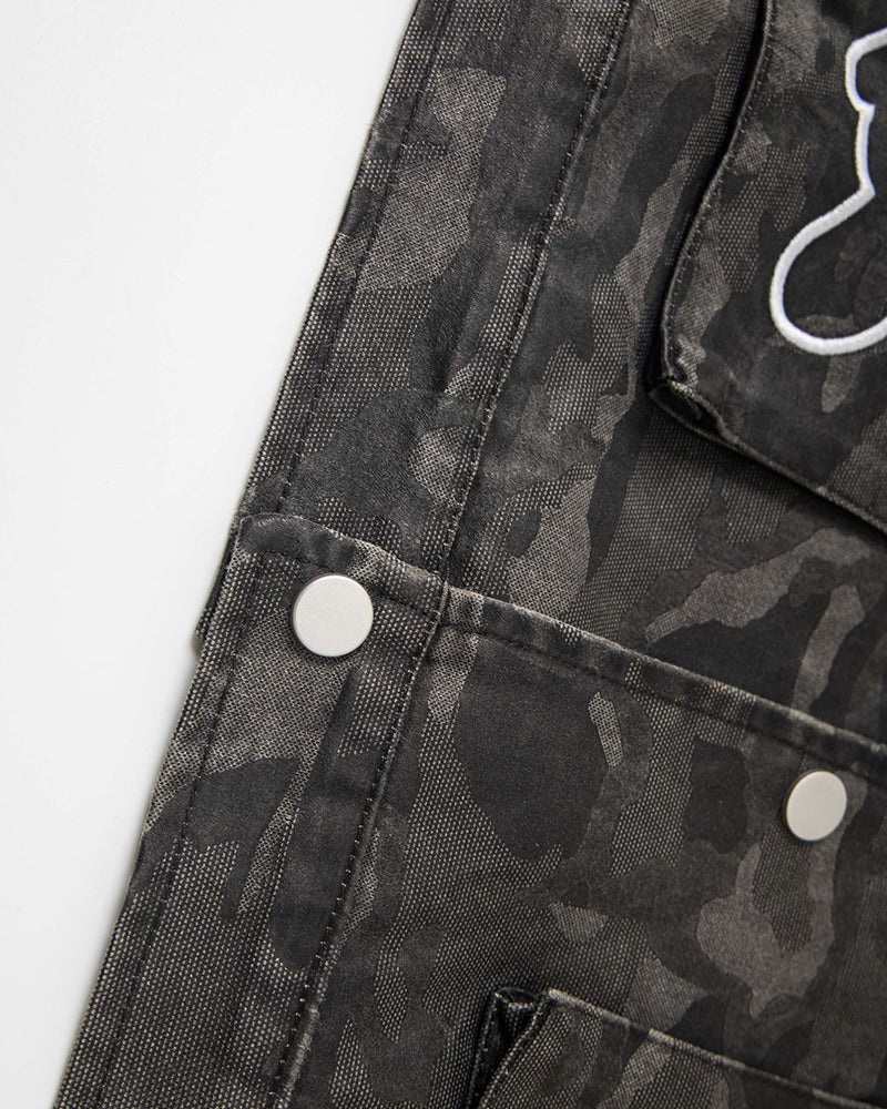 위장색 컬러블록 재킷