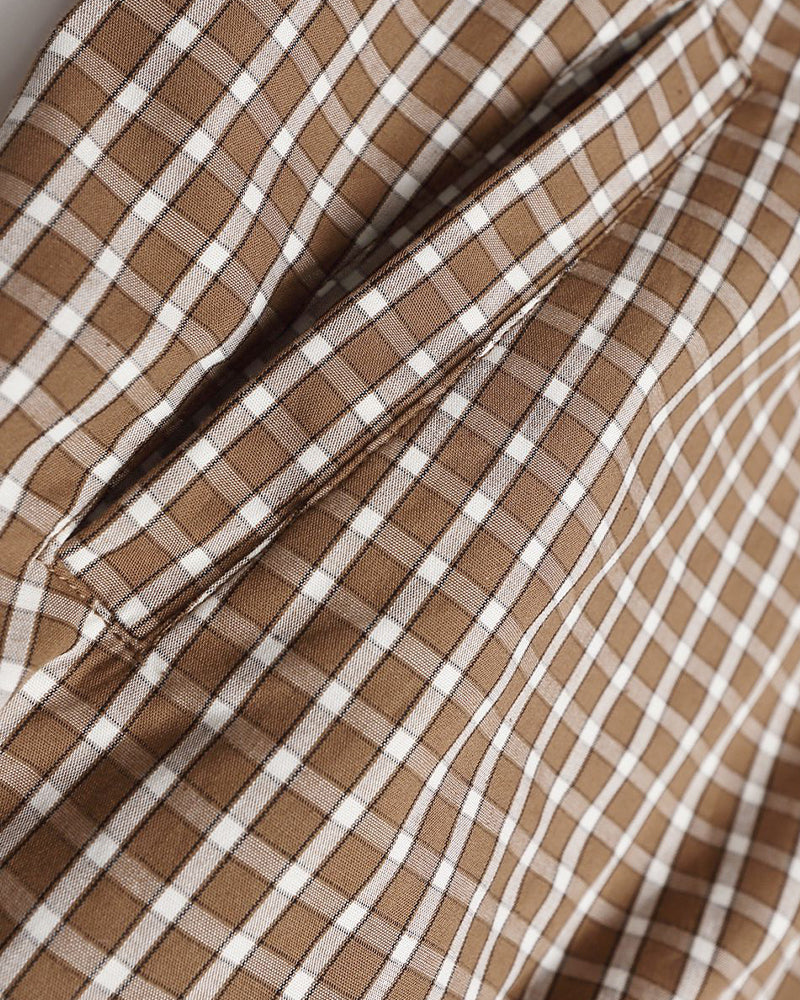 撞色拼接格子外套