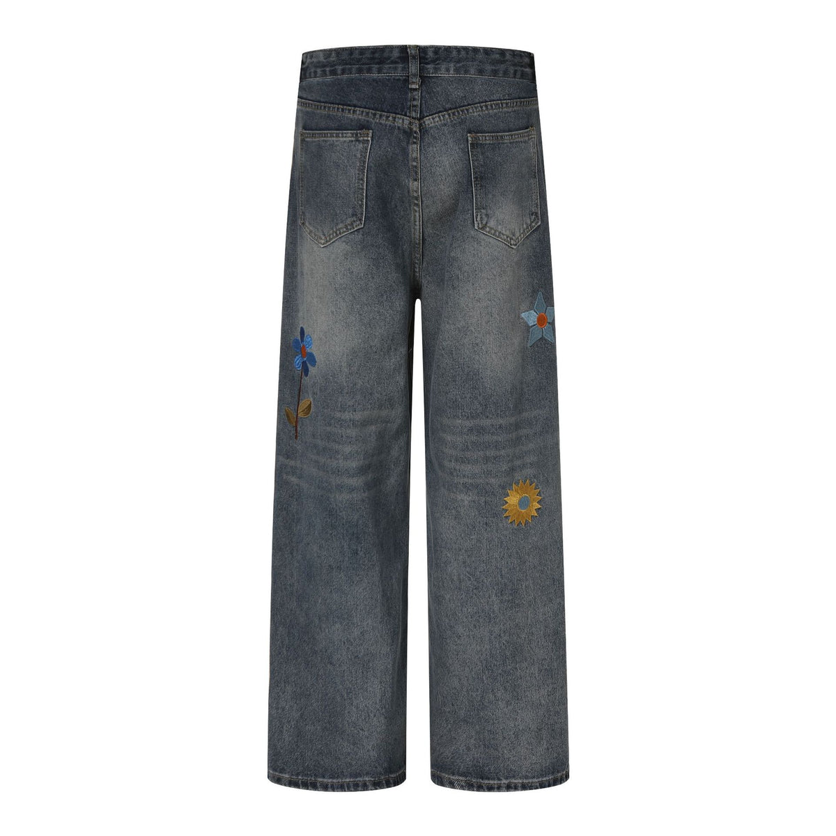 retro casual denim trousers