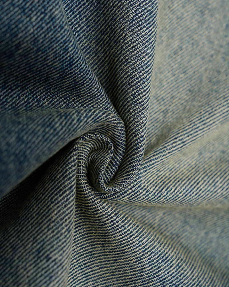 Paneled distressed cropped shorts