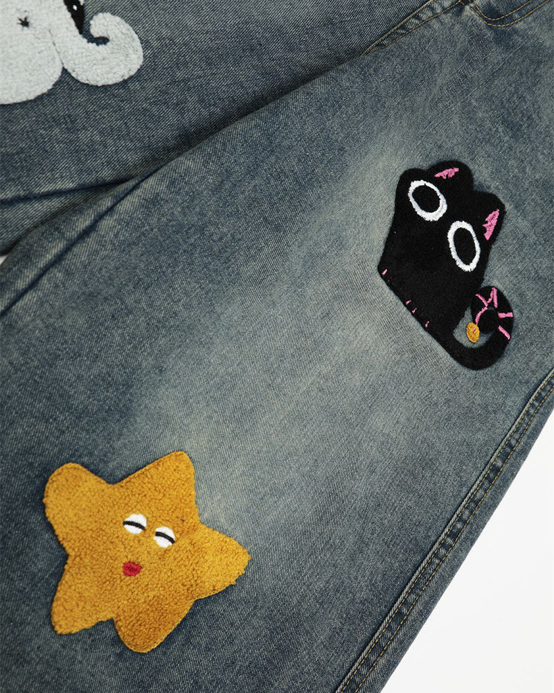 趣味刺綉牛仔褲