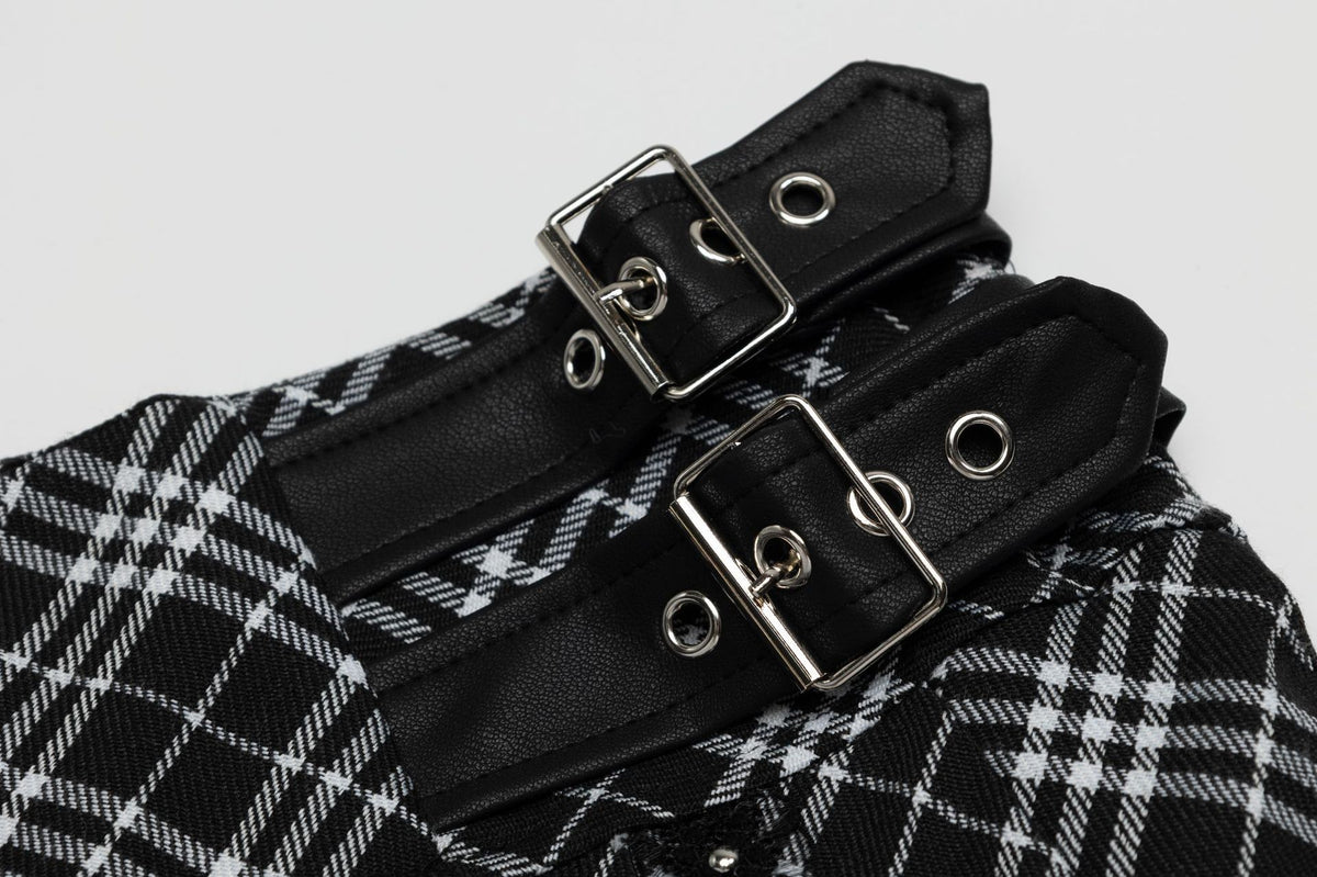 retro patchwork plaid skirt