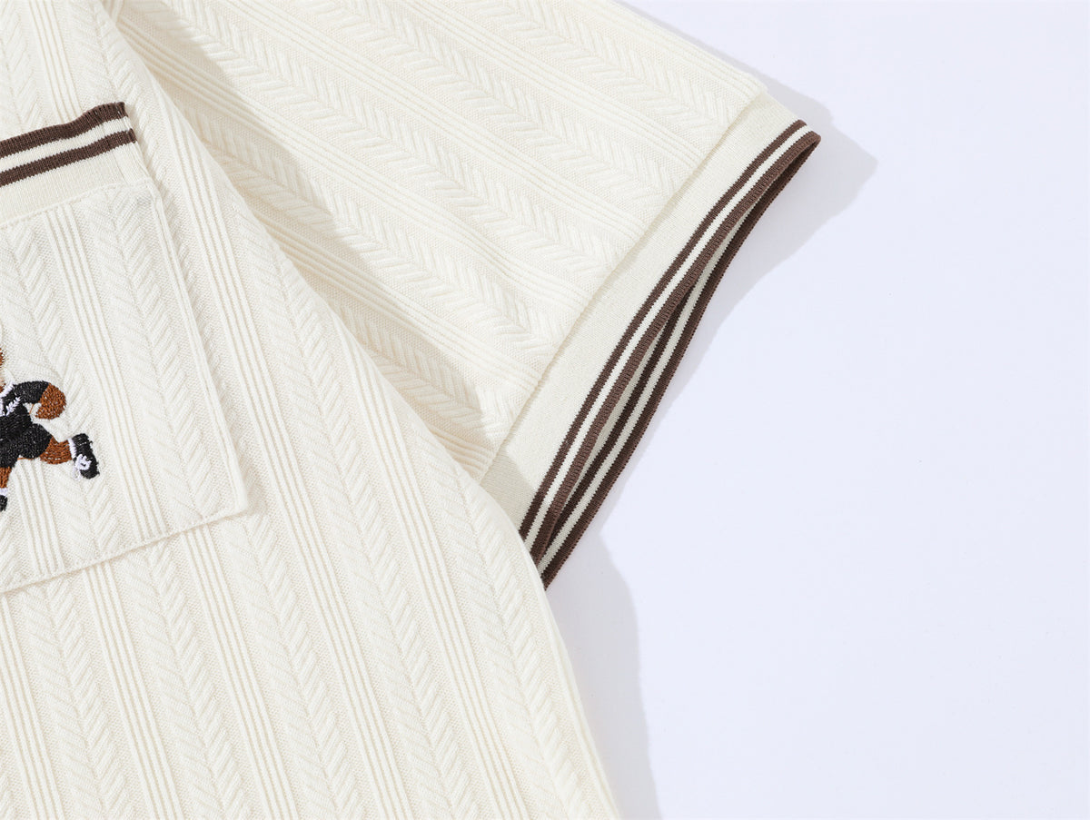 레트로 컬리지 스타일 베어 반팔